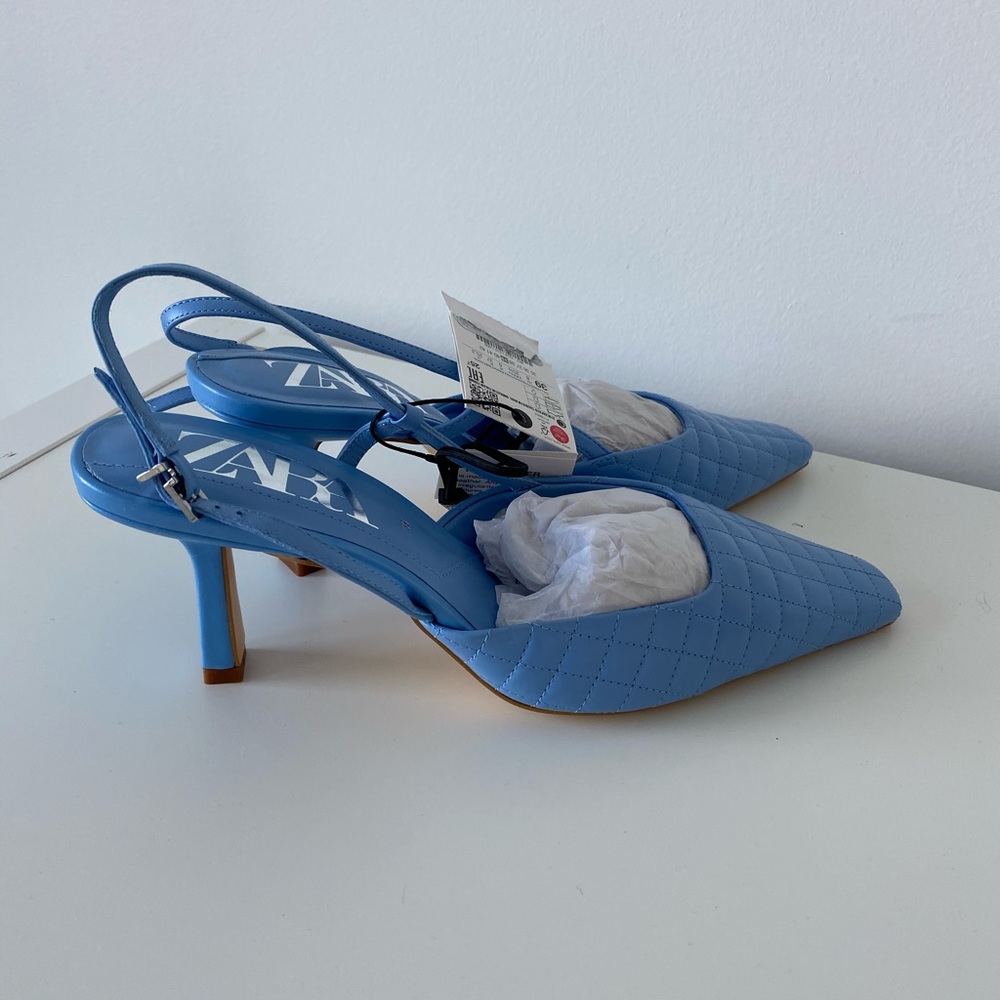 ❌SOLD❌ ZARA QUILTED LEATHER HEELED SLINGBACK - Picture 7 of 11